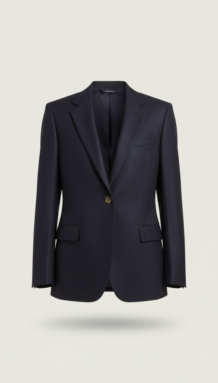Midnight Navy Wool-Blend Blazer