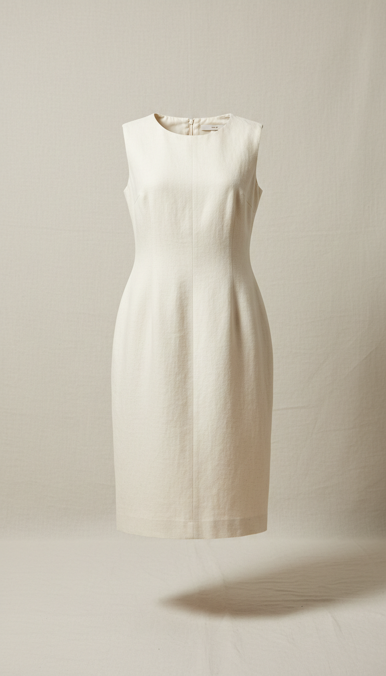 Cream Linen Sheath Dress